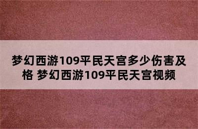 梦幻西游109平民天宫多少伤害及格 梦幻西游109平民天宫视频